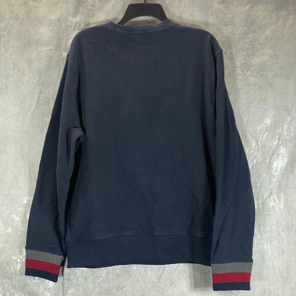 TOMMY HILFIGER Men's Navy Crewneck Slater Embroidered Logo Patch Sweatshirt SZ L - Picture 2 of 10